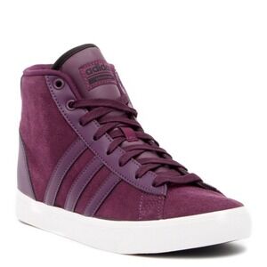 Adidas Neo Cloudfoam Memory Foam Purple Leather Hi Tops Womens 10‎ UK 8.5